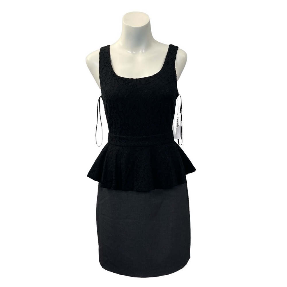LAUNDRY by Design Black-Gray(Dark Charcoal) Peplum Lace Dress sz 8 NWT